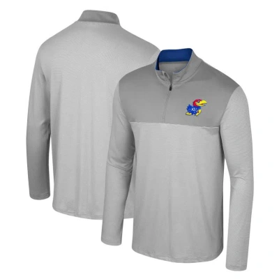 Colosseum Gray Kansas Jayhawks Tuck Quarter-zip Top