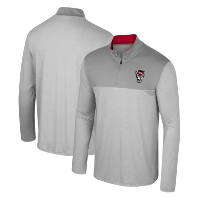Colosseum Gray Nc State Wolfpack Tuck Quarter-zip Top