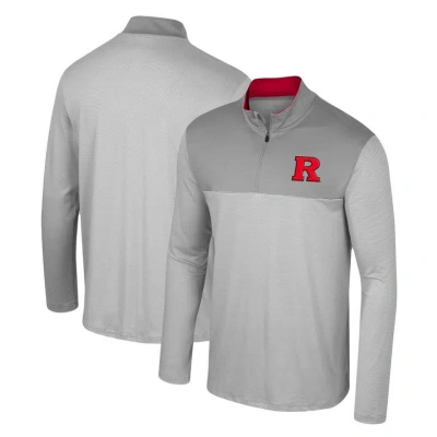 Colosseum Gray Rutgers Scarlet Knights Tuck Quarter-zip Top