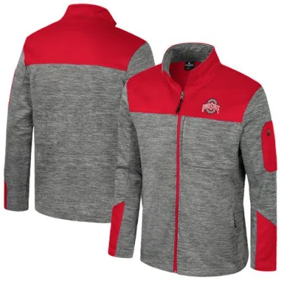 Colosseum Men's Gray/scarlet Ohio State Buckeyes Guard Full-zip Jacket In Gray,scarlet