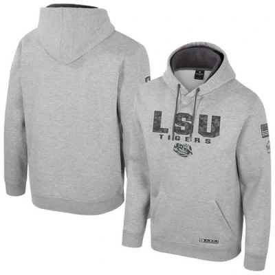 Colosseum Heather Gray Lsu Tigers Oorah Oht Military Appreciation Pullover Hoodie