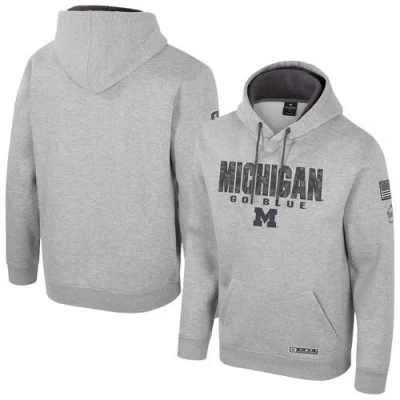 Colosseum Heather Gray Michigan Wolverines Oorah Oht Military Appreciation Pullover Hoodie