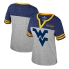 COLOSSEUM COLOSSEUM HEATHER GRAY WEST VIRGINIA MOUNTAINEERS KATE COLORBLOCK NOTCH NECK T-SHIRT
