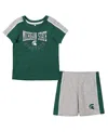 Colosseum Infant Boys And Girls  Green, Heather Gray Michigan State Spartans Norman T-shirt And Short In Green,heather Gray