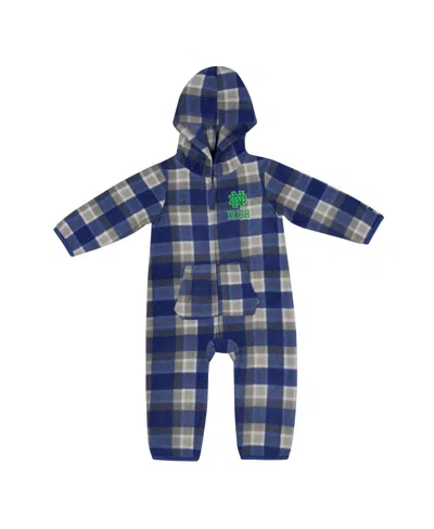 Colosseum Babies' Infant Boys And Girls  Navy, Gray Notre Dame Fighting Irish Farays Plaid Full-zip Hoodie Ju In Navy,gray