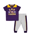 Colosseum Infant Boys And Girls  Purple, Heather Gray Lsu Tigers Ka-boot-it Jersey And Pants Set In Purple,heather Gray