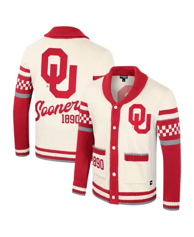 Colosseum Men's And Women's Cream Oklahoma Sooners Wild Collective Button-up Jacquard Sweater