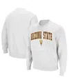 Colosseum Men's Arizona State Sun Devils Arch & Logo Pullover Sweatshirt In White