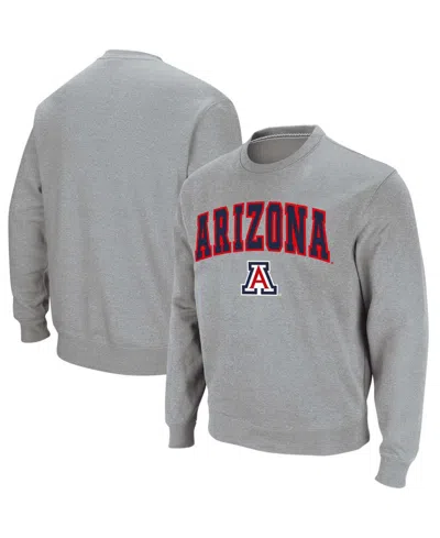 Colosseum Men's Arizona Wildcats Arch And Logo Crew Neck Sweatshirt In Heather Gray