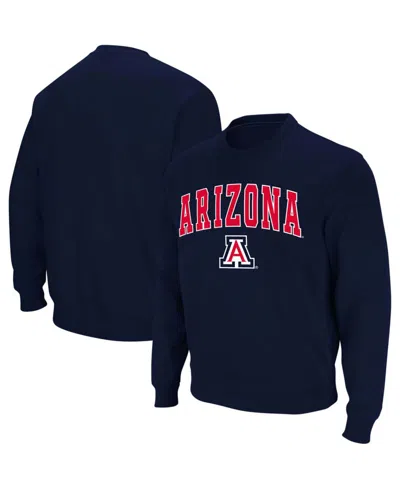 Colosseum Men's Arizona Wildcats Arch And Logo Crew Neck Sweatshirt In Navy