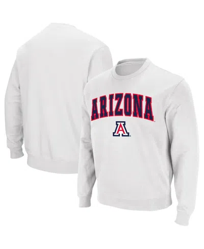 Colosseum Men's Arizona Wildcats Arch And Logo Crew Neck Sweatshirt In White