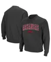 Colosseum Men's Arkansas Razorbacks Arch And Logo Crew Neck Sweatshirt In Charcoal