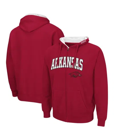 Colosseum Men's Arkansas Razorbacks Arch Logo 3.0 Full-zip Hoodie In Cardinal