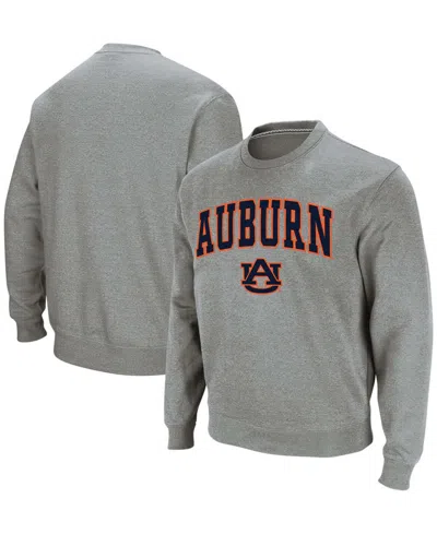 Colosseum Men's Auburn Tigers Arch And Logo Crew Neck Sweatshirt In Heathered Gray