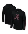 Colosseum Men's Black Alabama Crimson Tide Color Pop Active Blend 2-hit Long Sleeve Hooded T-shirt In Black