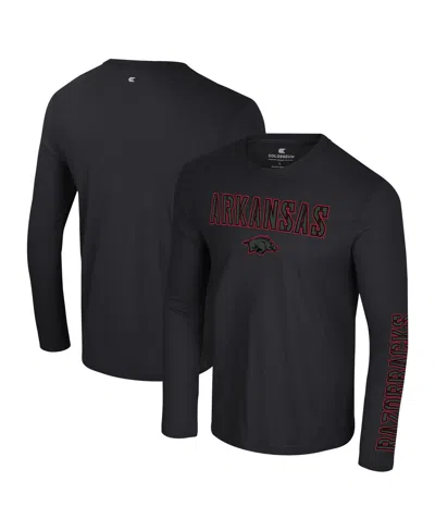 Colosseum Men's Black Arkansas Razorbacks Color Pop Active Blend 2-hit Long Sleeve T-shirt