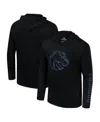 Colosseum Men's Black Boise State Broncos Color Pop Active Blend 2-hit Long Sleeve Hooded T-shirt In Black