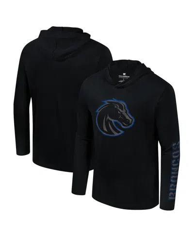 Colosseum Men's Black Boise State Broncos Color Pop Active Blend 2-hit Long Sleeve Hooded T-shirt