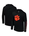 Colosseum Men's Black Clemson Tigers Color Pop Active Blend 2-hit Long Sleeve Hooded T-shirt In Black