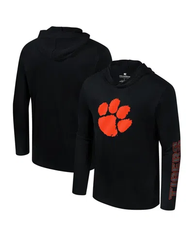 Colosseum Men's Black Clemson Tigers Color Pop Active Blend 2-hit Long Sleeve Hooded T-shirt