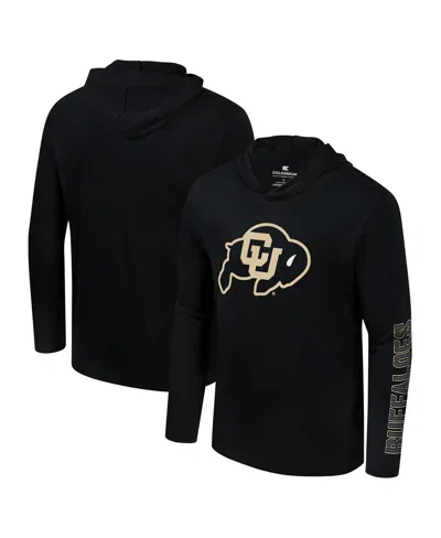 Colosseum Men's Black Colorado Buffaloes Color Pop Active Blend 2-hit Long Sleeve Hooded T-shirt