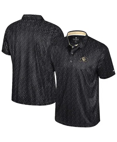 Colosseum Men's Black Colorado Buffaloes Football Print Polo Shirt
