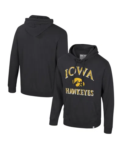 Colosseum Men's Black Iowa Hawkeyes Big Tall Cap E-tan Pullover Hoodie