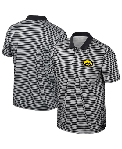 Colosseum Men's Black Iowa Hawkeyes Striped Polo Shirt