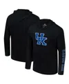 Colosseum Men's Black Kentucky Wildcats Color Pop Active Blend 2-hit Long Sleeve Hooded T-shirt In Black