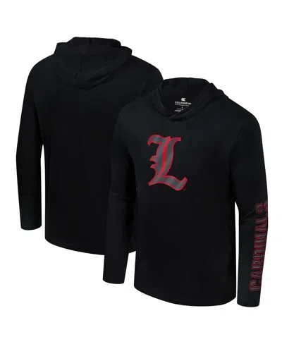Colosseum Men's Black Louisville Cardinals Color Pop Active Blend 2-hit Long Sleeve Hooded T-shirt