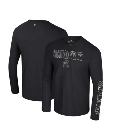 Colosseum Men's Black Michigan State Spartans Color Pop Active Blend 2-hit Long Sleeve T-shirt