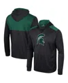 Colosseum Men's Black Michigan State Spartans Warm Up Long Sleeve Hoodie T-shirt In Black