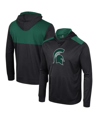 Colosseum Men's Black Michigan State Spartans Warm Up Long Sleeve Hoodie T-shirt