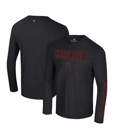 Colosseum Men's Black Nebraska Huskers Color Pop Active Blend 2-hit Long Sleeve T-shirt