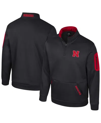 Colosseum Men's Black Nebraska Huskers Mainframe Quarter-zip Fleece Jacket