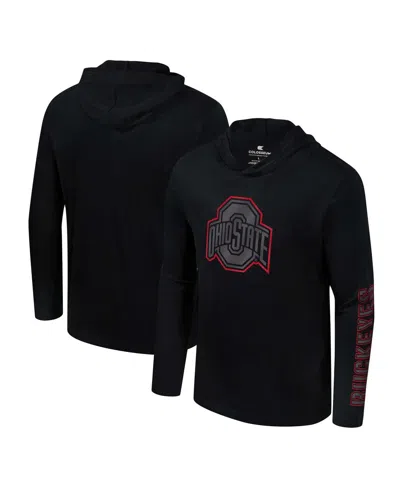 Colosseum Men's Black Ohio State Buckeyes Color Pop Active Blend 2-hit Long Sleeve Hooded T-shirt