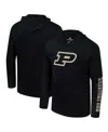 Colosseum Men's Black Purdue Boilermakers Color Pop Active Blend 2-hit Long Sleeve Hooded T-shirt In Black