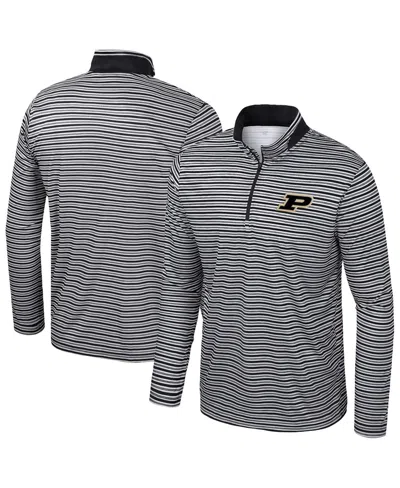 Colosseum Men's Black Purdue Boilermakers Striped Quarter-zip Sweatshirt