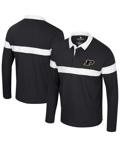 Colosseum Men's Black Purdue Boilermakers Too Cool For School Long Sleeve Polo Shirt