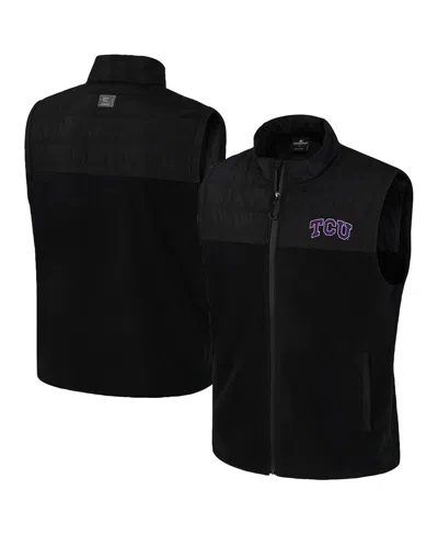 Colosseum Men's Black Tcu Horned Frogs Block The Sun Full-zip Vest