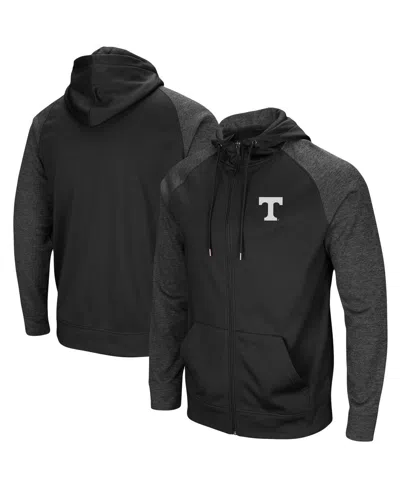 Colosseum Men's Black Tennessee Volunteers Big And Tall Blackout Raglan Full-zip Hoodie