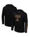 Colosseum Men's Black Tennessee Volunteers Color Pop Active Blend 2-hit Long Sleeve Hooded T-shirt In Black