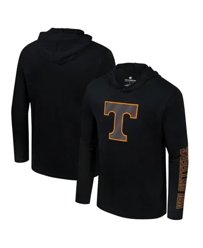 Colosseum Men's Black Tennessee Volunteers Color Pop Active Blend 2-hit Long Sleeve Hooded T-shirt