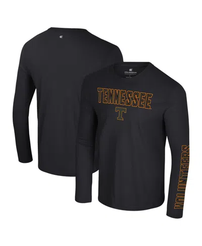 Colosseum Men's Black Tennessee Volunteers Color Pop Active Blend 2-hit Long Sleeve T-shirt