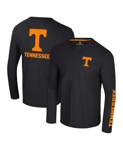 Colosseum Men's Black Tennessee Volunteers Logo Lockup 3-hit Active Blend Long Sleeve T-shirt