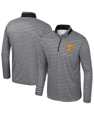 Colosseum Men's Black Tennessee Volunteers Striped Quarter-zip Sweatshirt