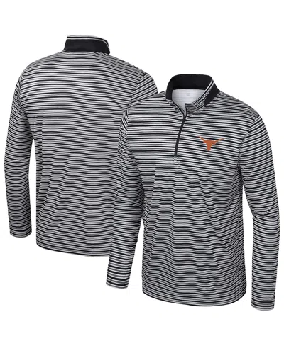Colosseum Men's Black Texas Longhorns Striped Quarter-zip Sweatshirt In Multi