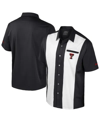 Colosseum Men's Black Texas Tech Red Raiders Strike Bowling Button-up Shirt In Blue