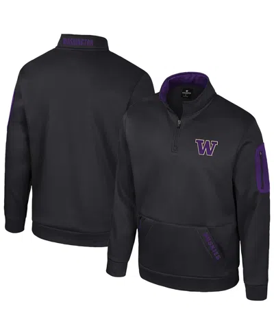 Colosseum Men's Black Washington Huskies Mainframe Quarter-zip Fleece Jacket
