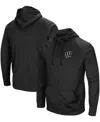 Colosseum Men's Black Wisconsin Badgers Blackout 3.0 Tonal Raglan Full-zip Hoodie In Black